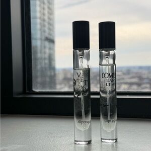 diptyque Clear Glass Perfume Rollerball Pair with Black 7.5 ml each